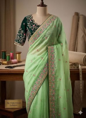 Rangoli Silk Saree With Beautiful Embroidery Work