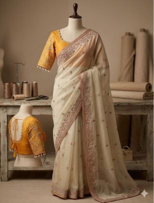 Rangoli Silk Saree With Beautiful Embroidery Work