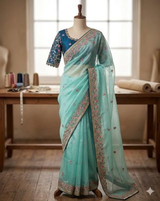 Rangoli Silk Saree With Beautiful Embroidery Work