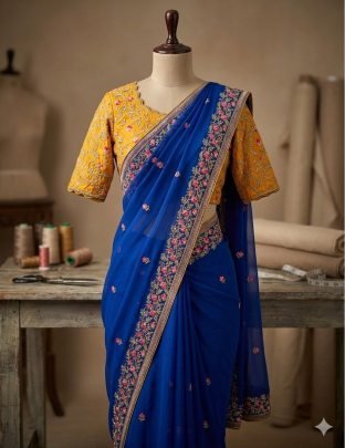 Rangoli Silk Saree With Beautiful Embroidery Work
