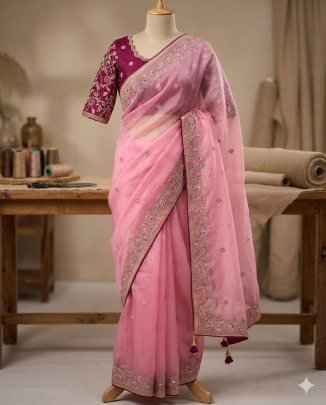Rangoli Silk Saree With Beautiful Embroidery Work