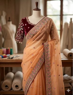 Rangoli Silk Saree With Beautiful Embroidery Work