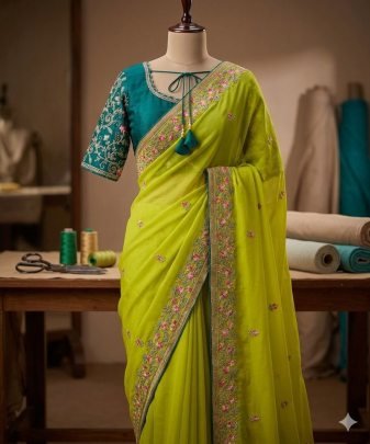 Rangoli Silk Saree With Beautiful Embroidery Work