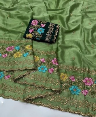Rangoli Silk Saree With Beautiful Heavy Work Saree