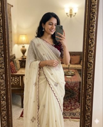 Rangoli Tissue Saree With  Multi Embroidery Work