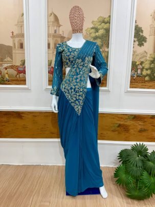 Ready to Wear Faux Georgette Embroidery Saree