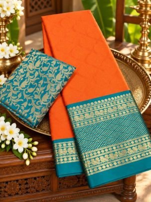 Rivanya Mercerised Copper Silk Saree