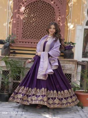 Royal Embroidered Georgette Gown Set