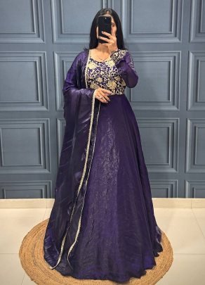 Royal Embroidery Work Anarkali Gown Set