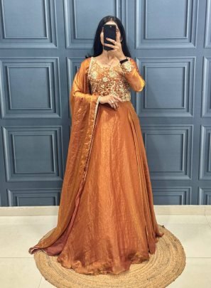 Royal Embroidery Work Anarkali Gown Set