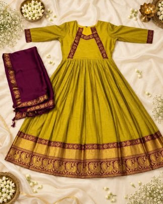 Samyukta Cotton Spun Gown with Rangoli Dupatta