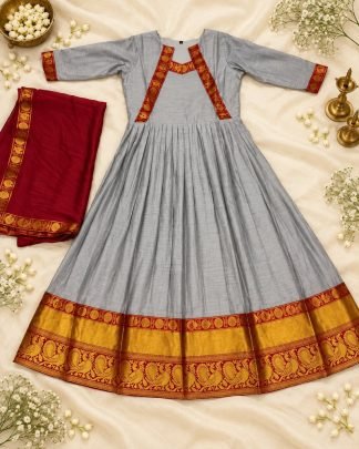 Samyukta Cotton Spun Gown with Rangoli Dupatta