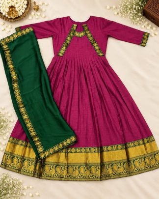 Samyukta Cotton Spun Gown with Rangoli Dupatta