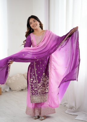 Shaded Chinon silk sHARARA