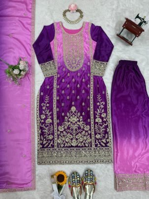 Shaded Chinon silk sHARARA