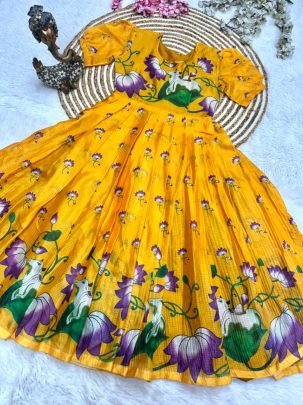 Soft Kota fabric with Print Work Gown