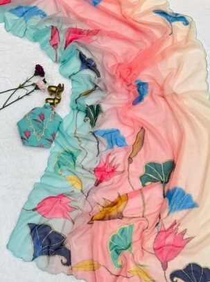 Soft   Smooth Weightless Chiffon Floral Digital Print Saree