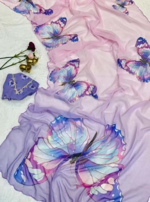 Soft   Smooth Weightless Chiffon Floral Digital Print Saree
