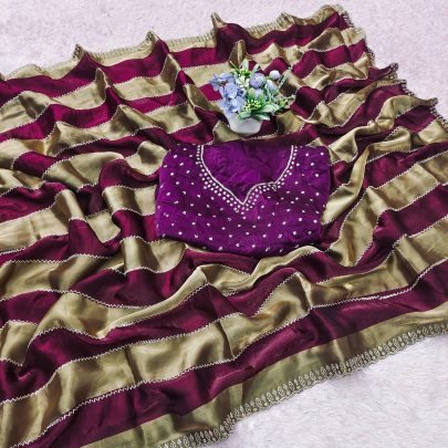 Space Silk Blooming Jarkhan Work Saree