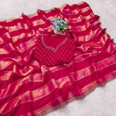 Space Silk Blooming Jarkhan Work Saree