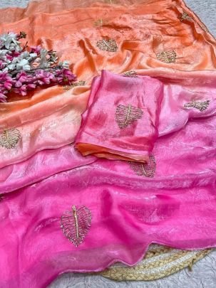 Space Silk Semi Bead Designer Saree