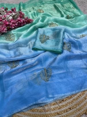 Space Silk Semi Bead Designer Saree