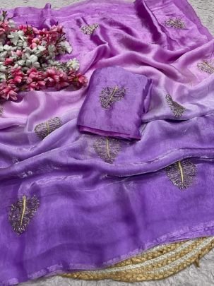 Space Silk Semi Bead Designer Saree