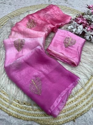 Space Silk Semi Bead Designer Saree