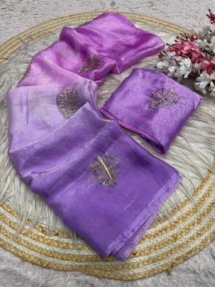 Space Silk Semi Bead Designer Saree