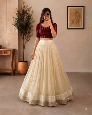 Space Silk Sequin Crop Top Skirt Set