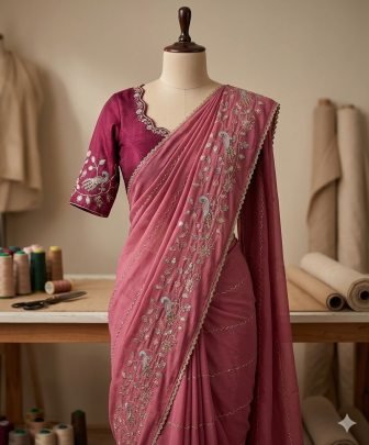 star Geogette Saree With Beautiful Heavy Bits Sequence Work Saree