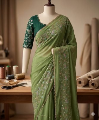 star Geogette Saree With Beautiful Heavy Bits Sequence Work Saree