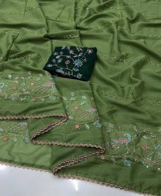 star Geogette Saree With Beautiful Heavy Bits Sequence Work Saree