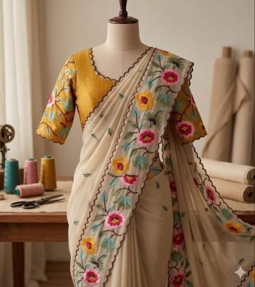 Star Georgette  with beautiful heavy Work Saree 
