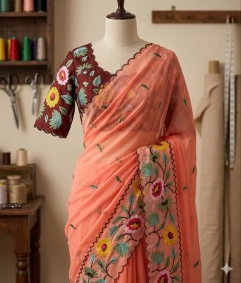 Star Georgette  with beautiful heavy Work Saree 