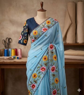 Star Georgette  with beautiful heavy Work Saree 