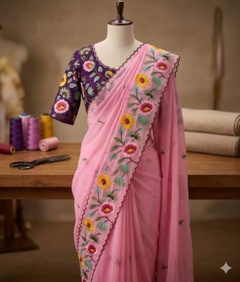 Star Georgette  with beautiful heavy Work Saree 