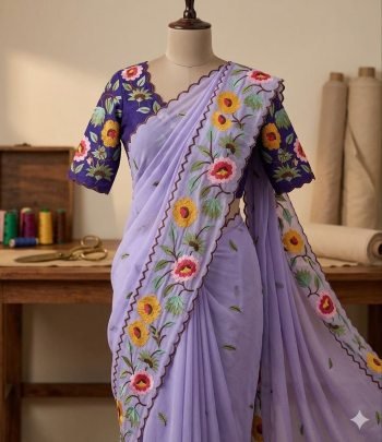Star Georgette  with beautiful heavy Work Saree 