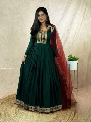 Traditional Anarkali Floor-Length Gown with Dupatta