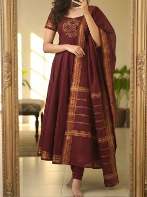 Traditional Embroidered Anarkali Suit with Dupatta