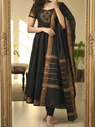 Traditional Embroidered Anarkali Suit with Dupatta