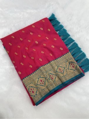 Traditional Soft Silk Saree with Rich Woven Pallu and Tassels