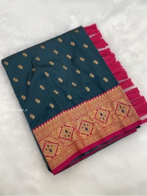 Traditional Soft Silk Saree with Rich Woven Pallu and Tassels