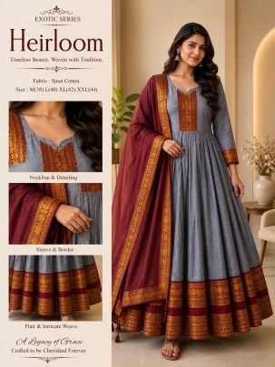 Vamika Heritage Cotton Spun Gown Set