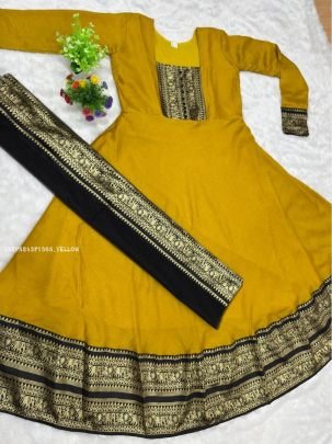 Vichitra Silk Maxi Dress with Jacquard Border   Net Dupatta