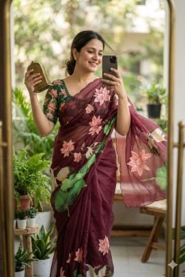 Weightless Chiffon Floral Digital Print With Beautiful Pipe Work