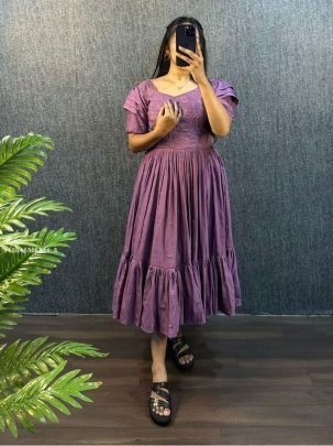 Women's Embroidered Puff Sleeve Midi Dress